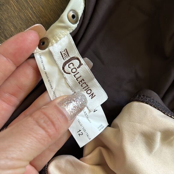 The collection brown cream studded halter bikini set Sz-12 - Picture 7 of 11